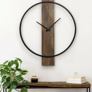 Modern Minimalist Wood & Metal Wall Clock - Large Round 20% off