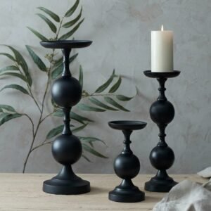 Matte Black Pillar Candle Holder Set - Set of 3 20% off