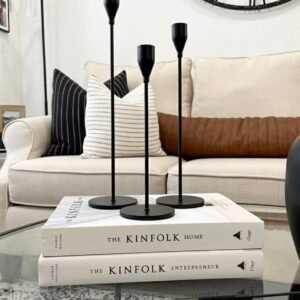 Slim Black Metal Taper Candle Holder Set - Set of 3 20% off